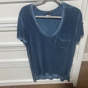 We The Free Distressed Blue Short Sleeve Tee